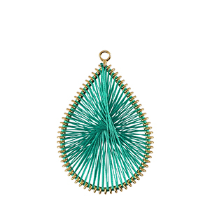 Gehaakte hanger met macram&eacute; draad druppel Gold-cabana green