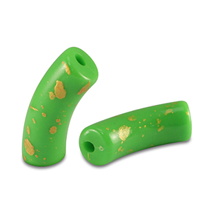 Acryl kralen tube shiny Light green-gold