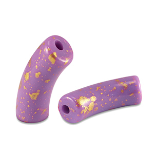 Acryl kralen tube shiny Purple-gold