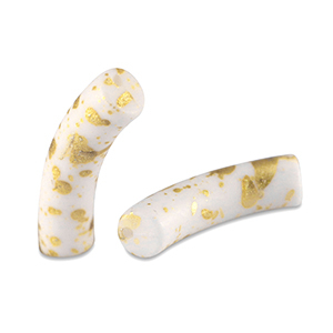 Acryl kralen tube matt White-gold