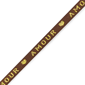 Lint met tekst "amour" Brown-gold