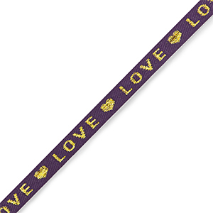 Lint met tekst "love" Purple-gold