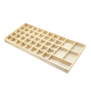 Sieraad display 45-vaks voor diverse sieraden en sieraden kaartjes Natural (natuurlijke kleur van het hout)