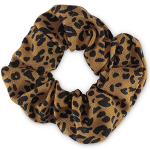 Scrunchies haarelastiek leopard print Tan brown-black