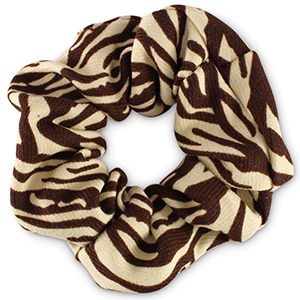 Scrunchies haarelastiek zebra print Cashmere white-brown