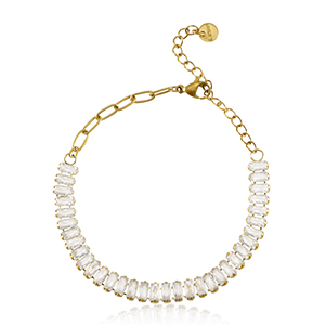 Roestvrij stalen (RVS) Stainless steel armbanden Goud-crystal