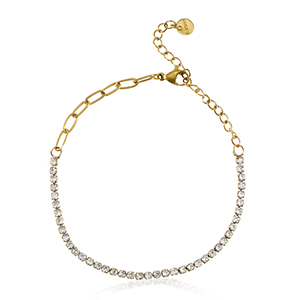 Roestvrij stalen (RVS) Stainless steel armbanden Goud-crystal