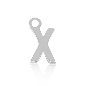 Roestvrij stalen (RVS) Stainless steel bedels initial X Silver