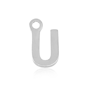 Roestvrij stalen (RVS) Stainless steel bedels initial U Silver