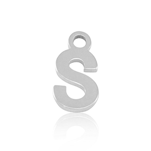 Roestvrij stalen (RVS) Stainless steel bedels initial S Silver