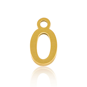 Roestvrij stalen (RVS) Stainless steel bedels initial O Gold
