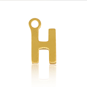 Roestvrij stalen (RVS) Stainless steel bedels initial H Gold