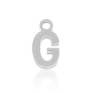 Roestvrij stalen (RVS) Stainless steel bedels initial G Silver