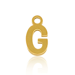 Roestvrij stalen (RVS) Stainless steel bedels initial G Gold