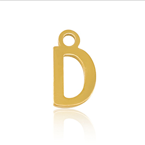 Roestvrij stalen (RVS) Stainless steel bedels initial D Gold