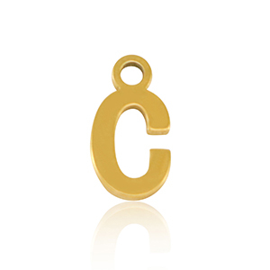 Roestvrij stalen (RVS) Stainless steel bedels initial C Gold