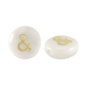 Glaskralen rondellen shell&nbsp;look "&" White-gold