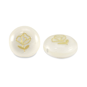 Glaskralen rondellen shell look rose White-gold