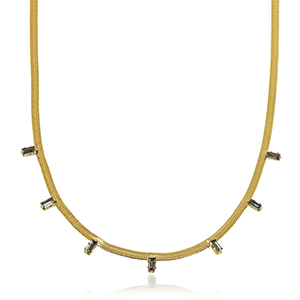 Roestvrij stalen (RVS) Stainless steel snake kettingen crystal Gold-black