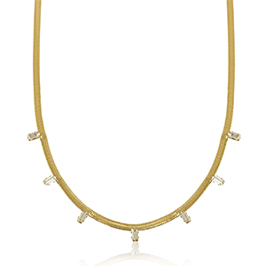 Roestvrij stalen (RVS) Stainless steel snake kettingen crystal Gold-crystal