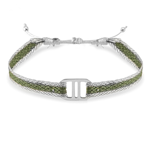Trendy armbanden lint met stainless steel tussenstuk Green-silver