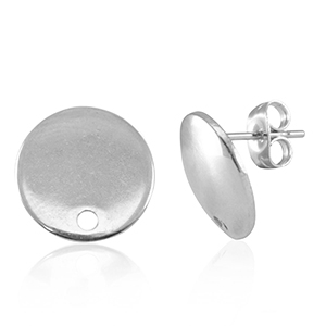 Roestvrij stalen (RVS) Stainless steel onderdelen oorbellen / oorstekers met oogje 13mm Silver
