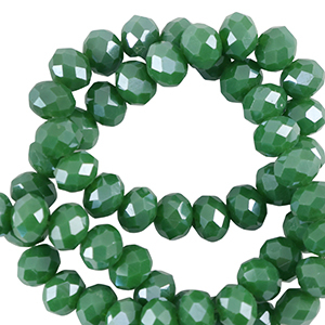 Top Facet kralen 6x4mm disc Nile green-pearl shine coating