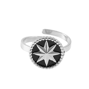 Roestvrij stalen (RVS) Stainless steel ringen ster Silver-black