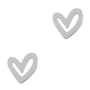 Roestvrij stalen (RVS) Stainless steel bedels hart Silver
