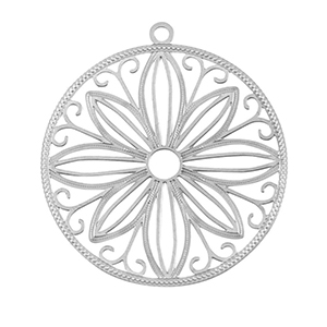 Roestvrij stalen (RVS) Stainless steel bedels bohemian 30mm Silver