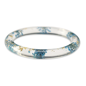 Trendy armbanden met gedroogde bloemetjes Blue-gold
