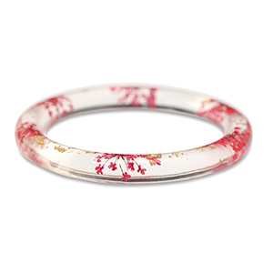 Trendy armbanden met gedroogde bloemetjes Rhubarb red-gold
