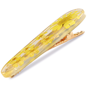 Haaraccessoires haarclip met gedroogde bloemetjes Yellow-gold