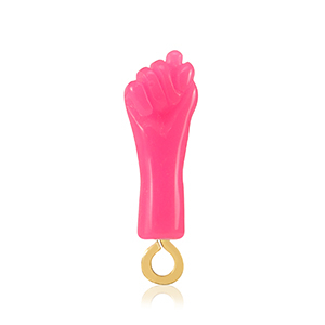 Resin hangers "Mano Fico" Neon pink-gold