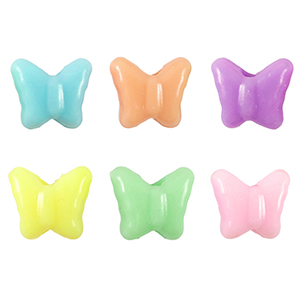 Acryl look kralen vlinder Multicolour pastel