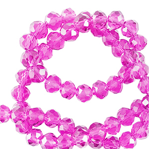 Top Facet kralen 4x3mm disc Neon pink