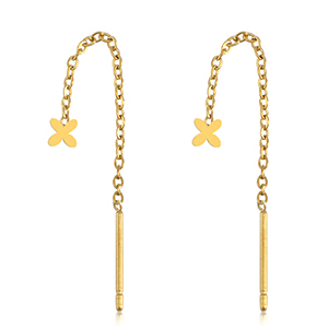 Roestvrij stalen (RVS) Stainless steel oorbellen bloem Gold