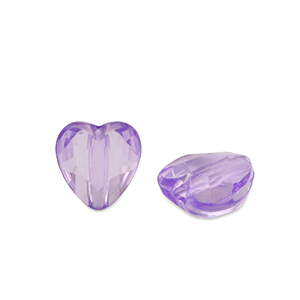 Acryl kralen hart Purple transparent