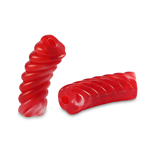 Acryl tube kralen twisted Transparent red