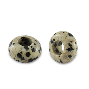 Natuursteen kralen dalmatian stone rondellen 14mm Greige