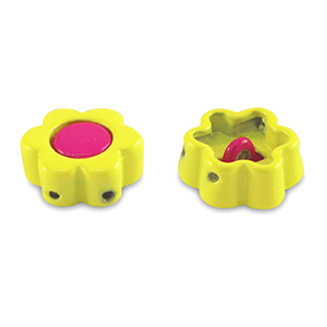 Tile beads bloem Yellow-magenta pink