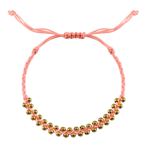 Trendy armbanden stainless steel beads Peach pink-gold