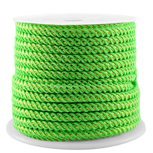 Trendy koord 3mm Neon green-gold