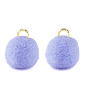 Pompom bedels met oog 10mm Gold-periwinkle purple