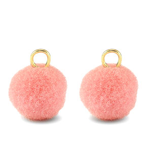 Pompom bedels met oog 10mm Gold-pink