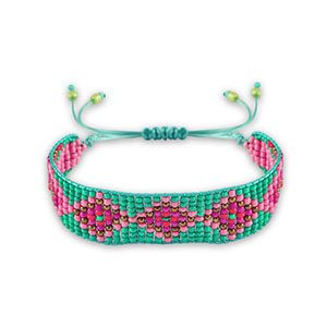 Trendy armbanden Turquoise green-pink