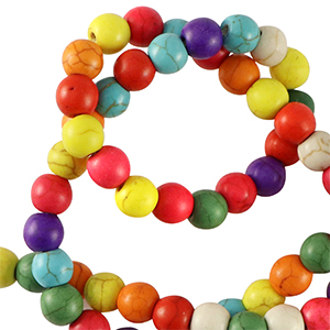 Natuursteen kralen howliet 6mm Multicolour