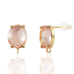 Oorbellen / oorstekers van Crystal Glass met oogje ovaal Peach-gold
