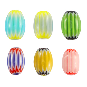 Millefiori kralen tube Multicolour green-yellow