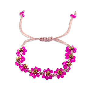 Top facet armband bloem Fuchsia-topaz brown